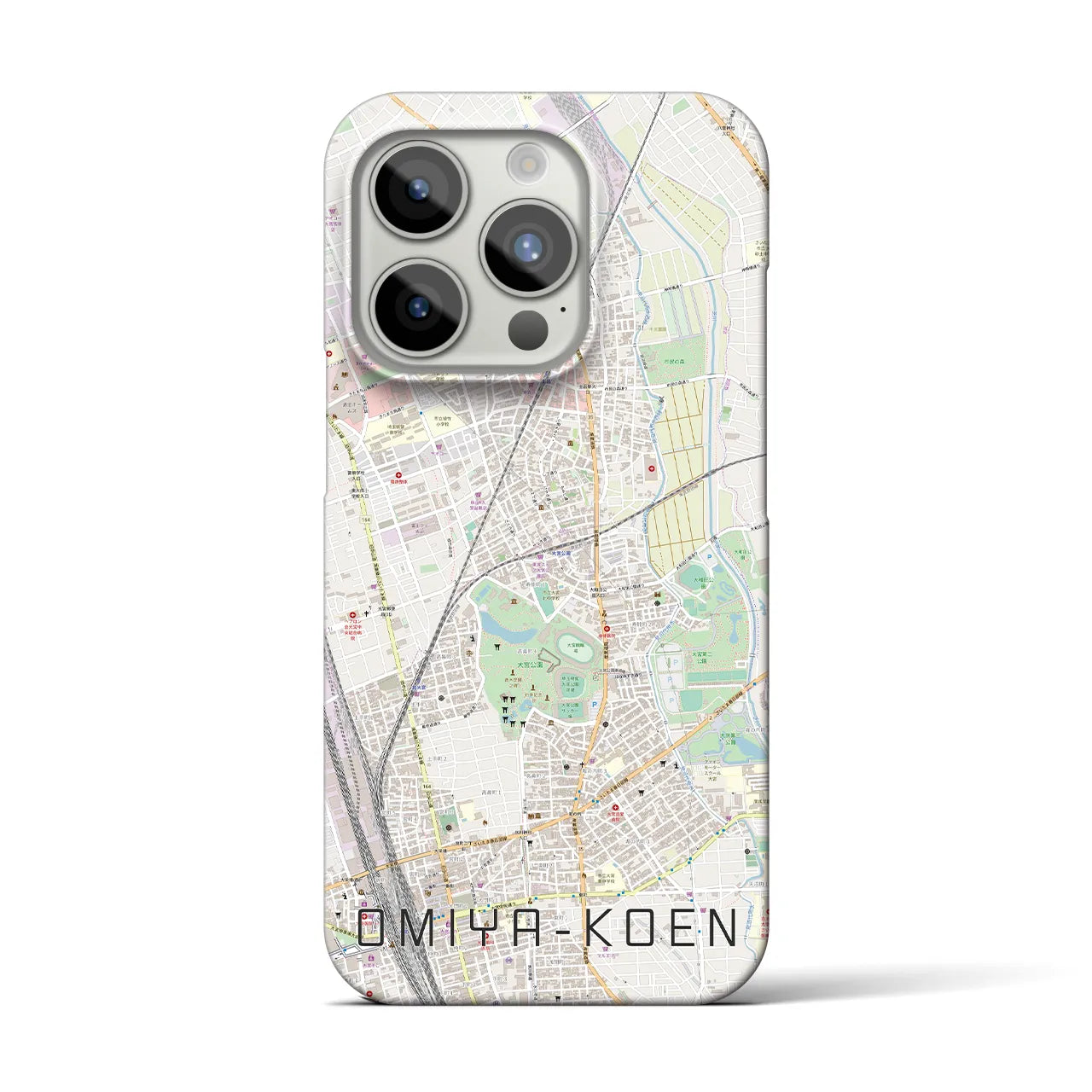 【大宮公園】地図柄iPhoneケース（バックカバータイプ・ナチュラル）iPhone 15 Pro 用