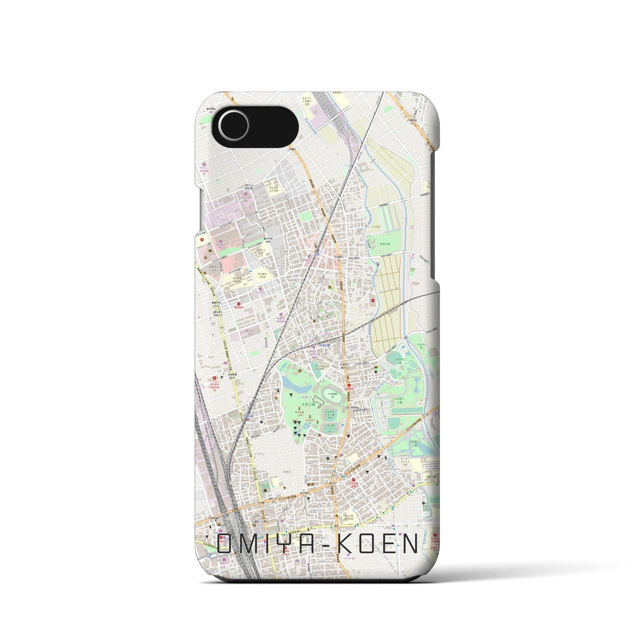 【大宮公園】地図柄iPhoneケース（バックカバータイプ・ナチュラル）iPhone SE（第3 / 第2世代） / 8 / 7 / 6s / 6 用