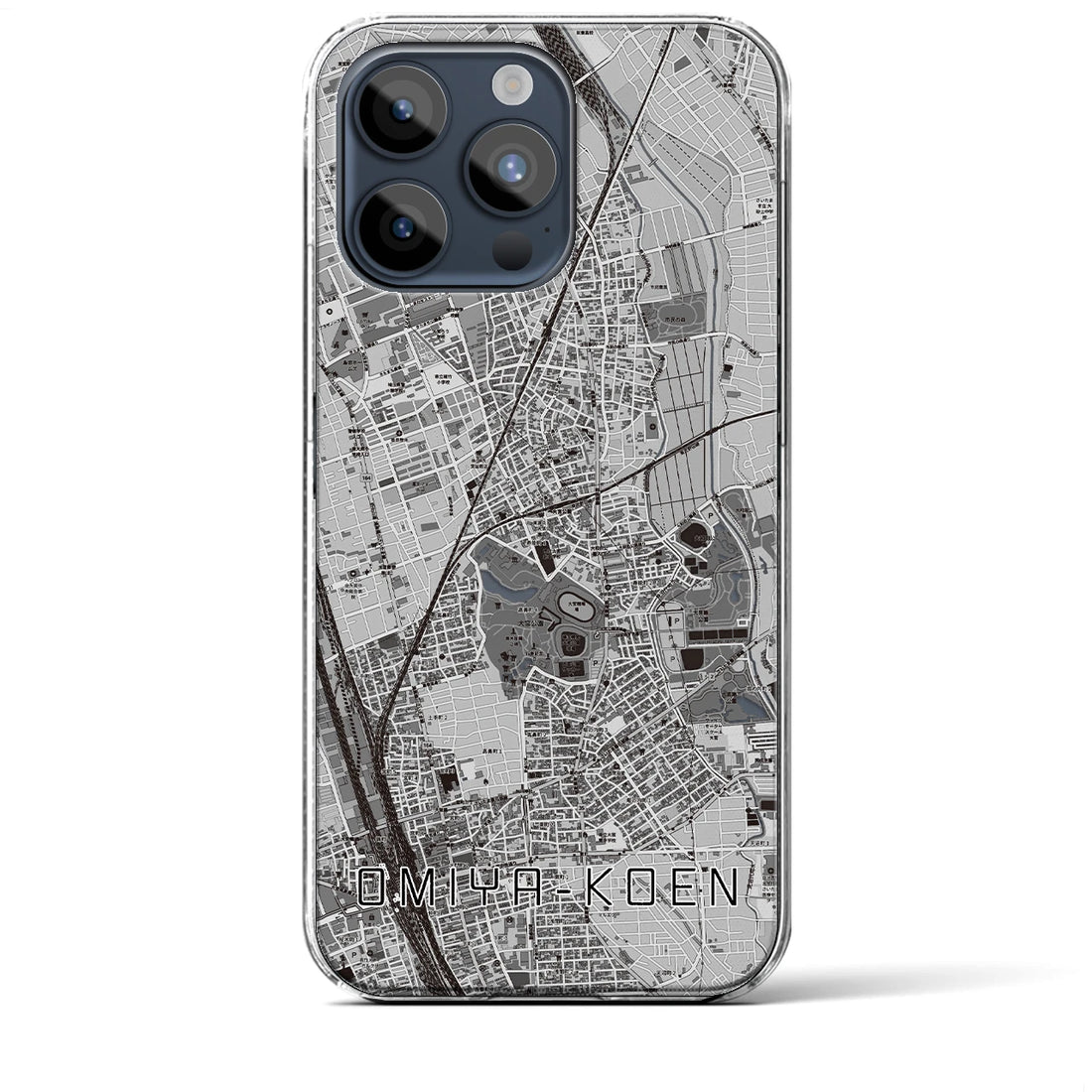 【大宮公園】地図柄iPhoneケース（クリアタイプ・モノトーン）iPhone 15 Pro Max 用