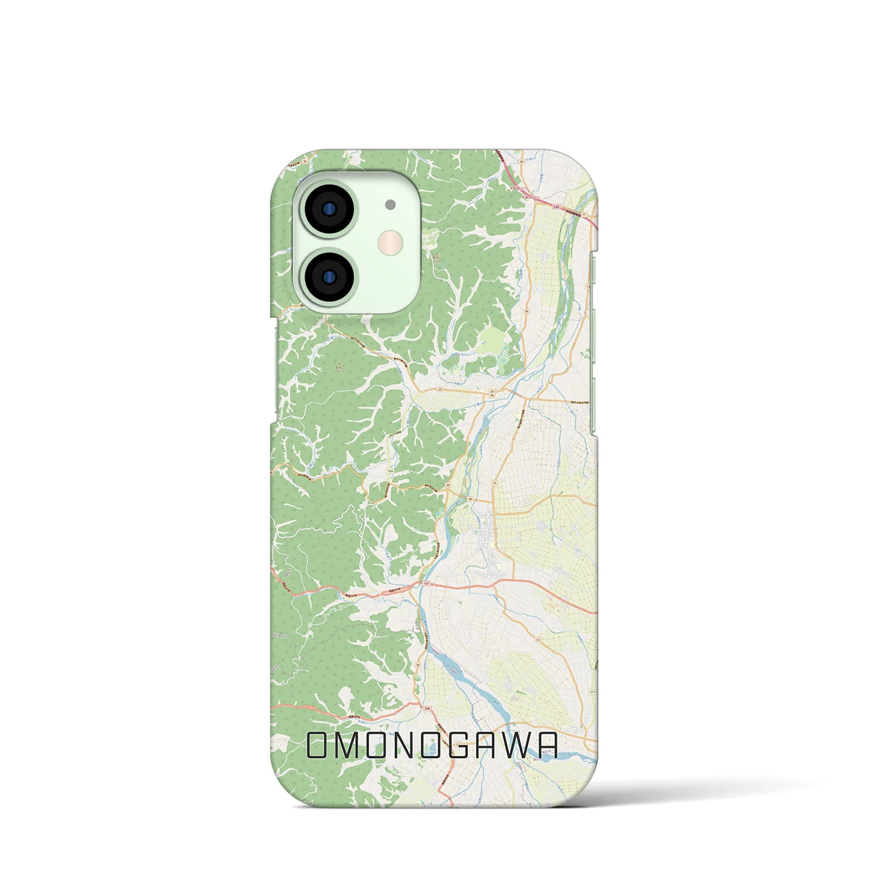 【雄物川】地図柄iPhoneケース（バックカバータイプ・ナチュラル）iPhone 12 mini 用