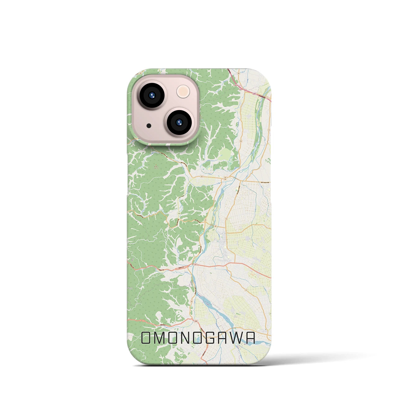 【雄物川】地図柄iPhoneケース（バックカバータイプ・ナチュラル）iPhone 13 mini 用