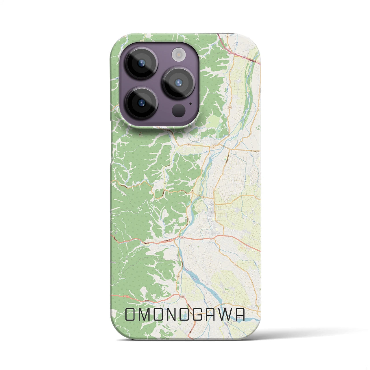 【雄物川】地図柄iPhoneケース（バックカバータイプ・ナチュラル）iPhone 14 Pro 用