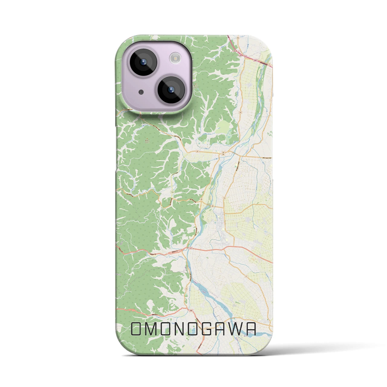 【雄物川】地図柄iPhoneケース（バックカバータイプ・ナチュラル）iPhone 14 用