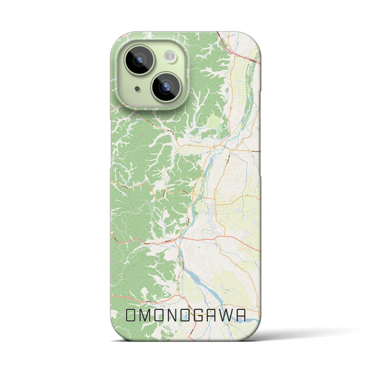 【雄物川】地図柄iPhoneケース（バックカバータイプ・ナチュラル）iPhone 15 用