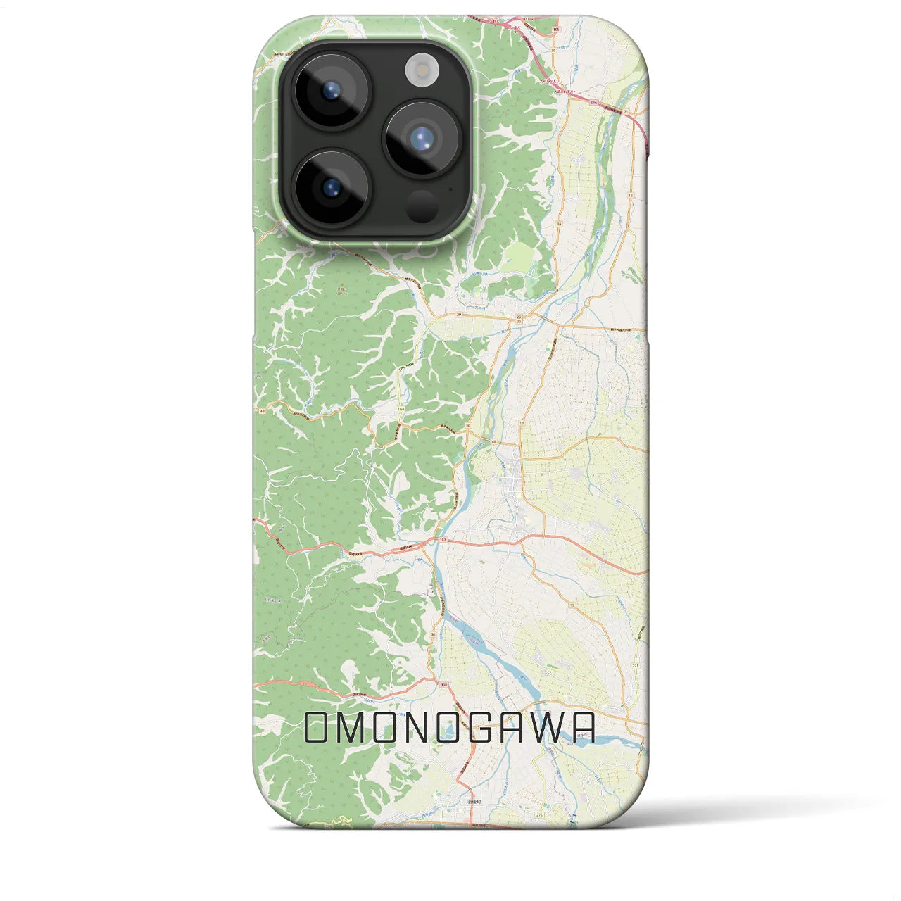 【雄物川】地図柄iPhoneケース（バックカバータイプ・ナチュラル）iPhone 15 Pro Max 用