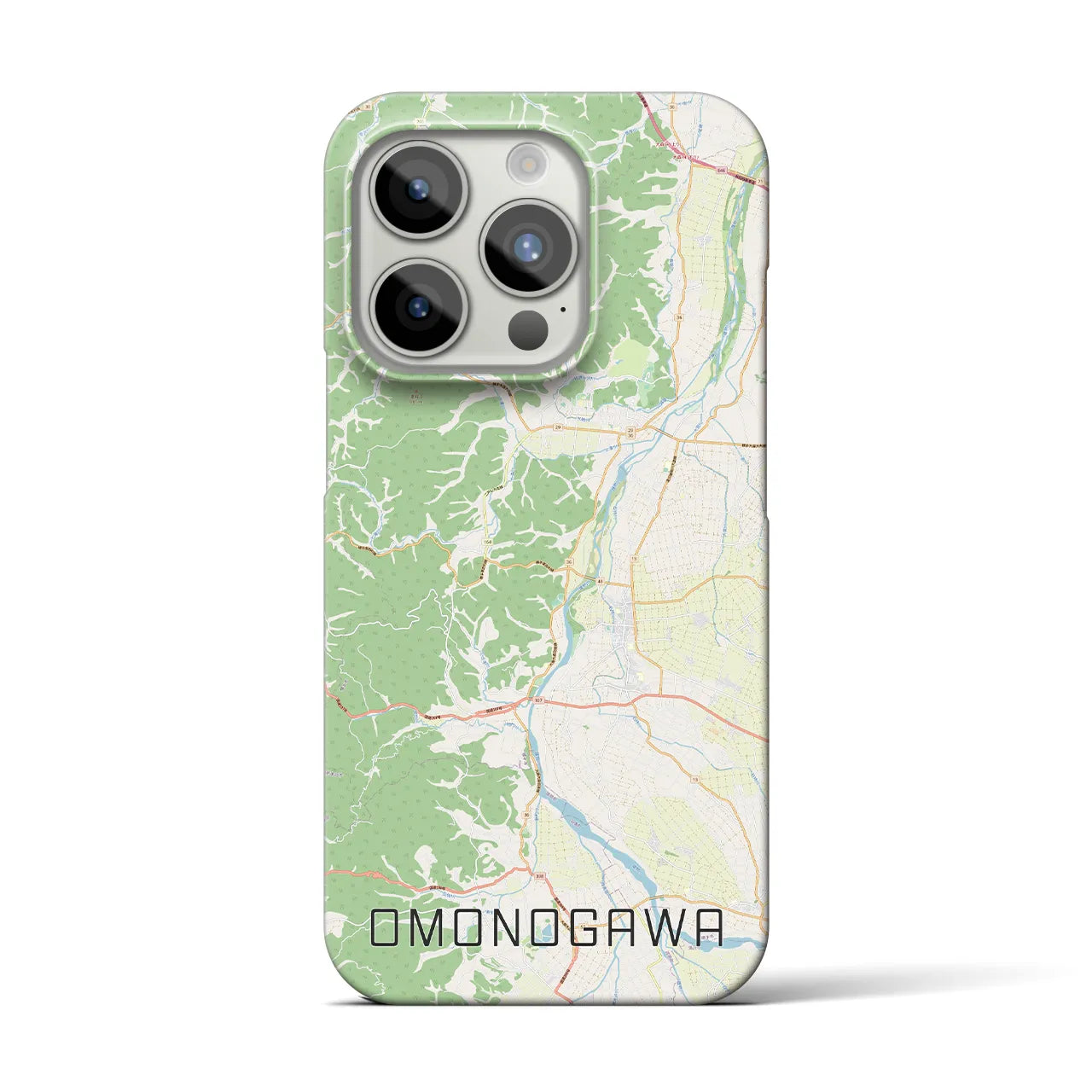 【雄物川】地図柄iPhoneケース（バックカバータイプ・ナチュラル）iPhone 15 Pro 用