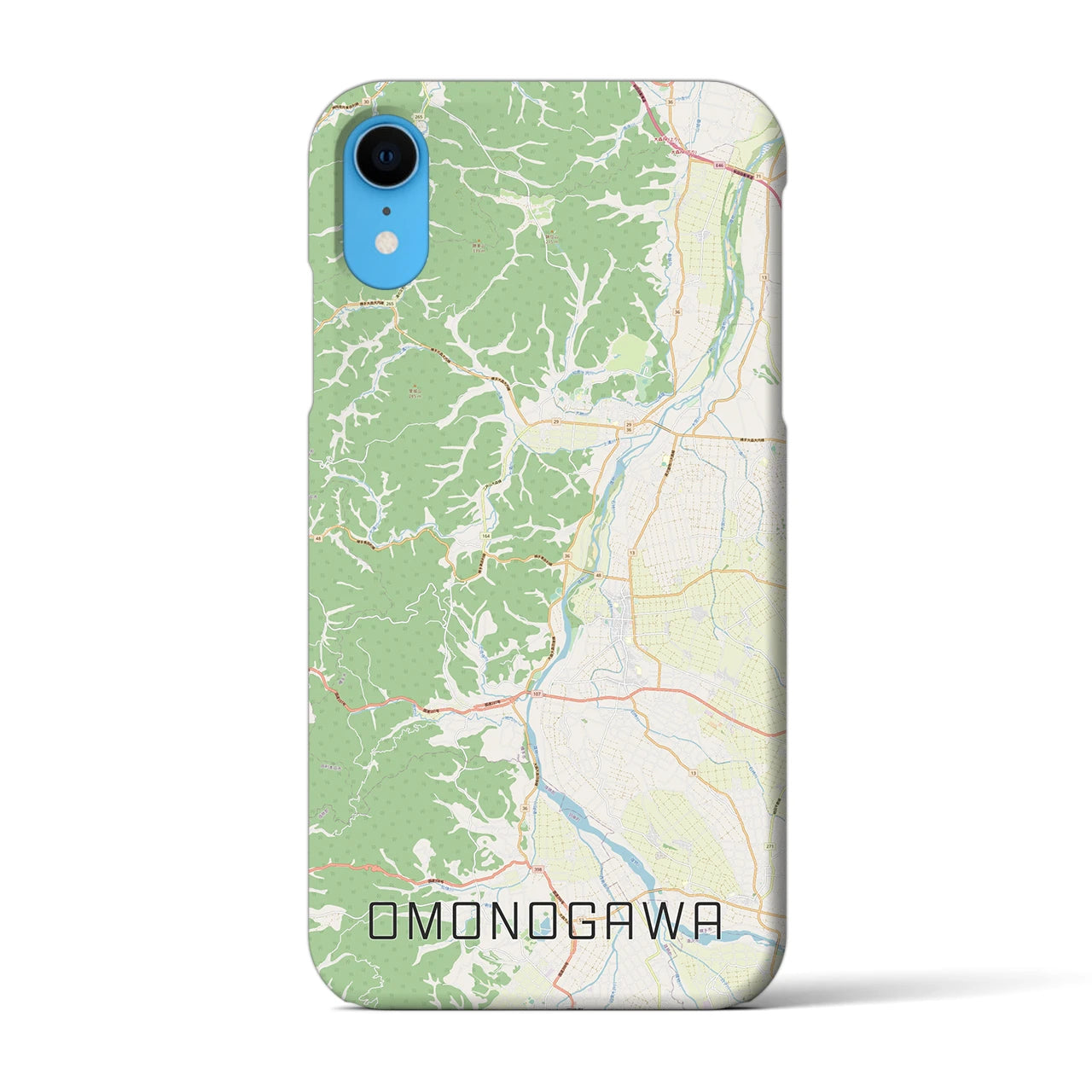 【雄物川】地図柄iPhoneケース（バックカバータイプ・ナチュラル）iPhone XR 用