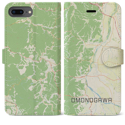 【雄物川（秋田県）】地図柄iPhoneケース（手帳タイプ）ナチュラル・iPhone 8Plus /7Plus / 6sPlus / 6Plus 用