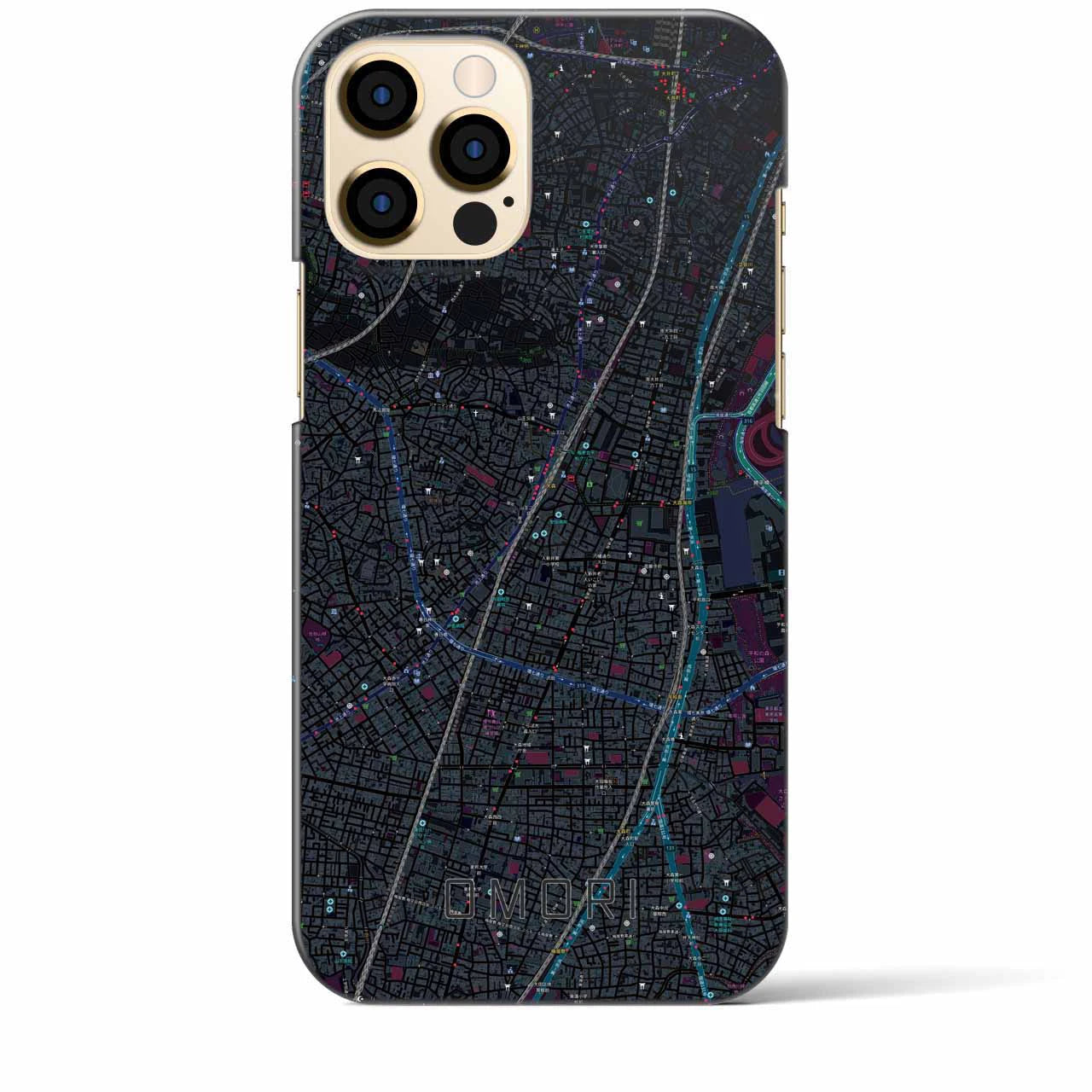 【大森】地図柄iPhoneケース（バックカバータイプ・ブラック）iPhone 12 Pro Max 用