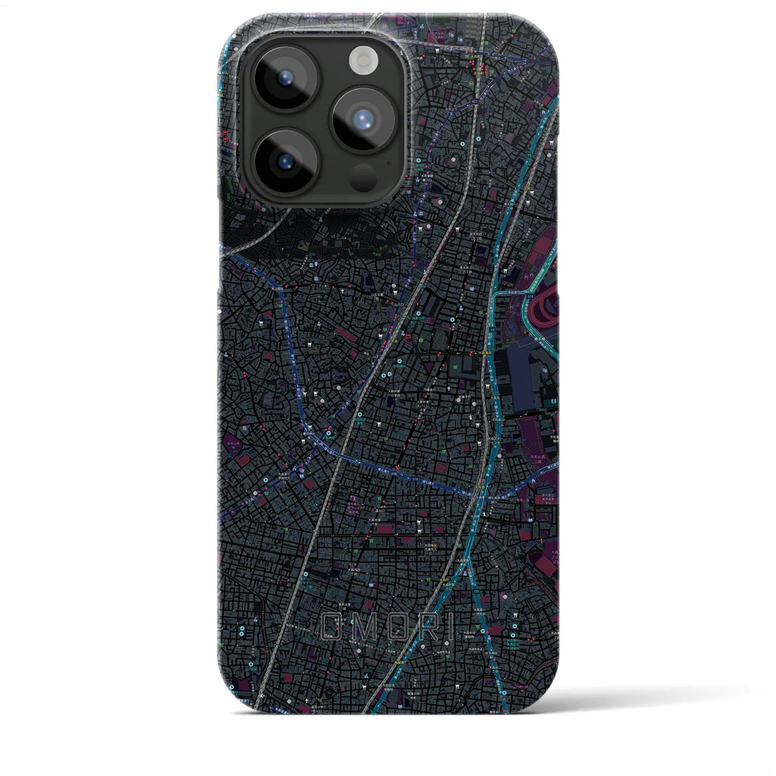 【大森】地図柄iPhoneケース（バックカバータイプ・ブラック）iPhone 15 Pro Max 用