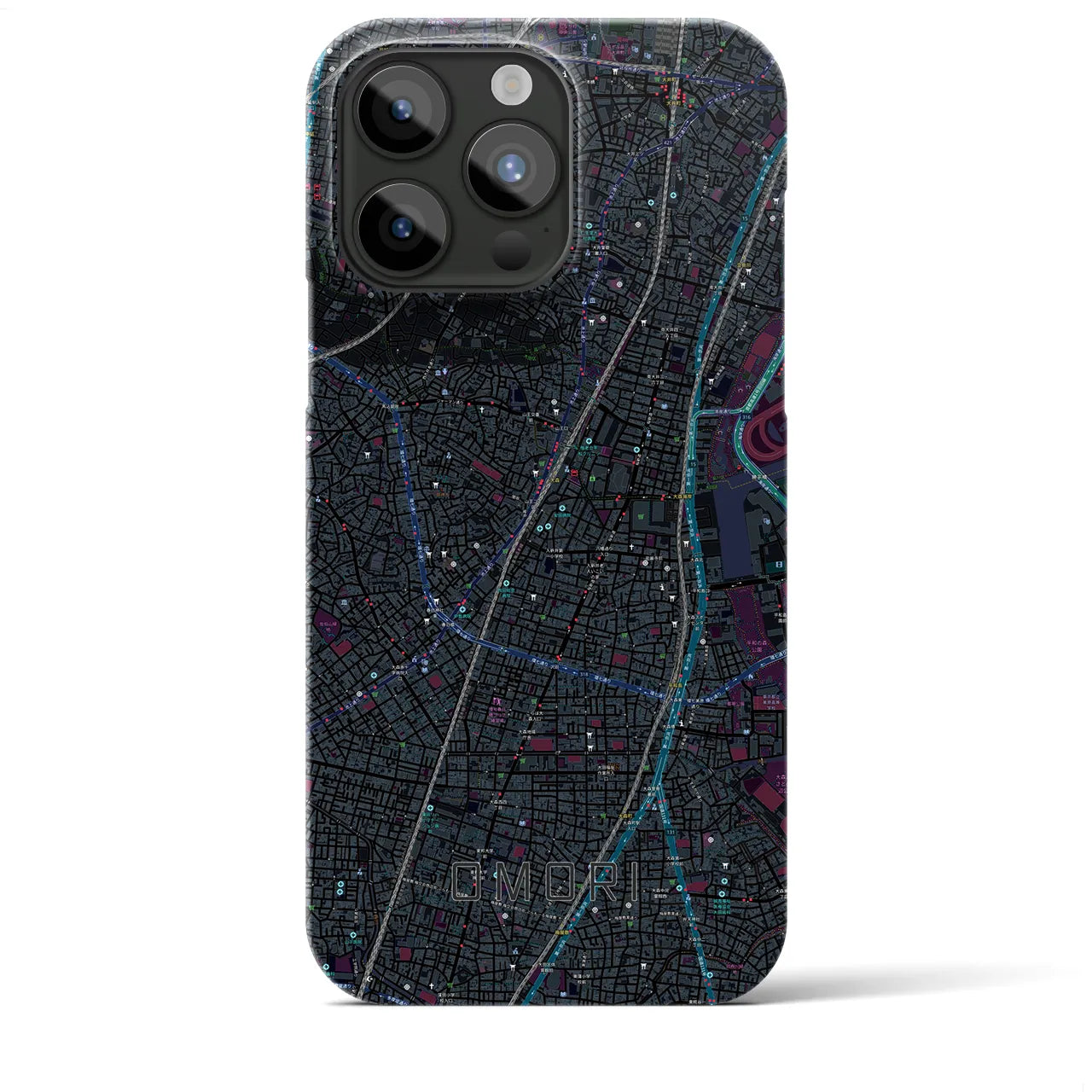 【大森】地図柄iPhoneケース（バックカバータイプ・ブラック）iPhone 15 Pro Max 用
