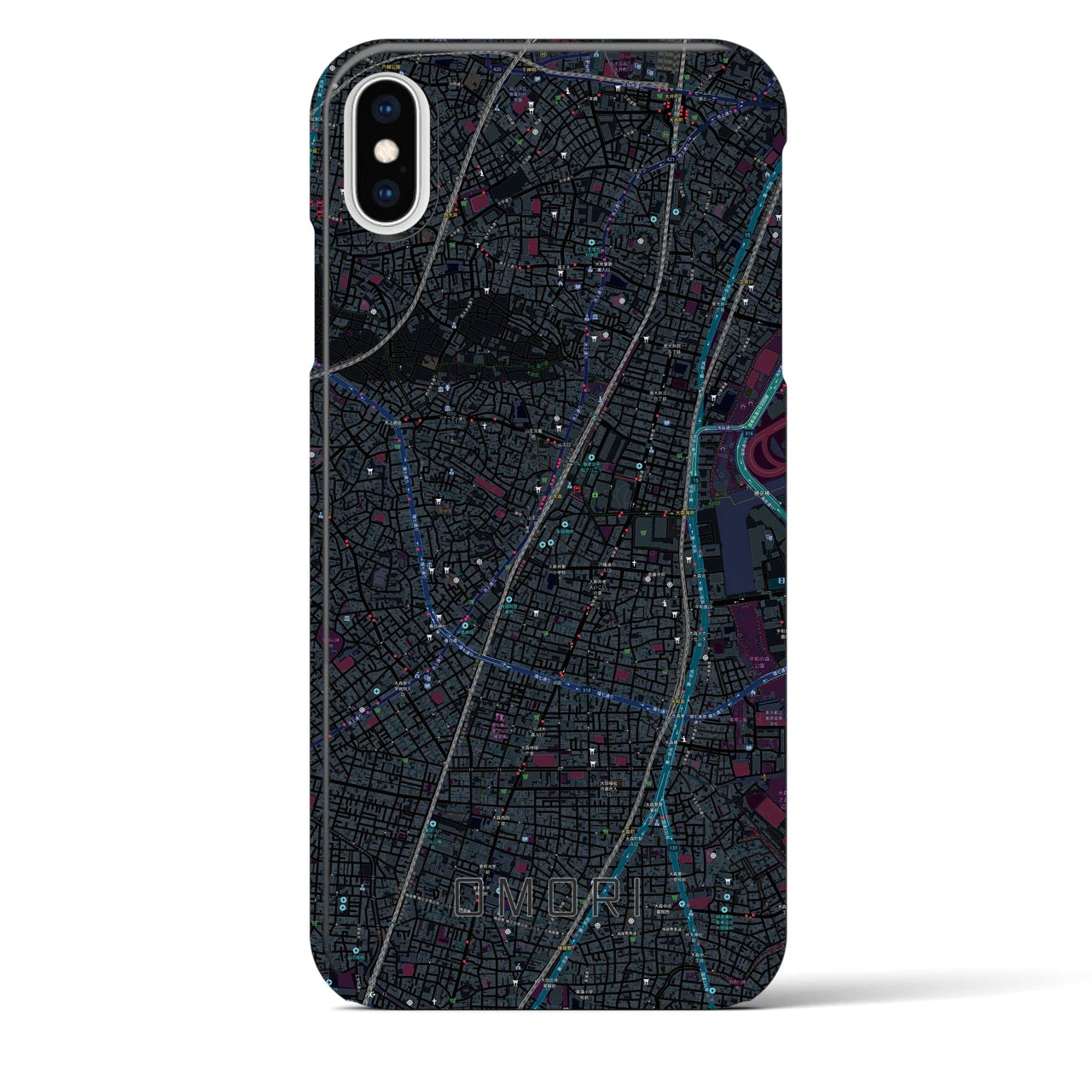 【大森】地図柄iPhoneケース（バックカバータイプ・ブラック）iPhone XS Max 用