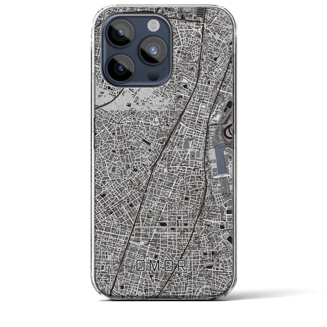 【大森】地図柄iPhoneケース（クリアタイプ・モノトーン）iPhone 15 Pro Max 用
