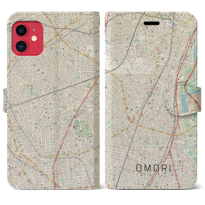 【大森（東京都）】地図柄iPhoneケース（手帳タイプ）ナチュラル・iPhone 11 用