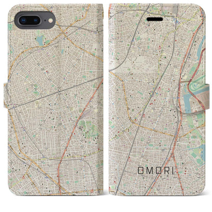 【大森（東京都）】地図柄iPhoneケース（手帳タイプ）ナチュラル・iPhone 8Plus /7Plus / 6sPlus / 6Plus 用