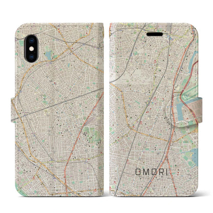 【大森（東京都）】地図柄iPhoneケース（手帳タイプ）ナチュラル・iPhone XS / X 用