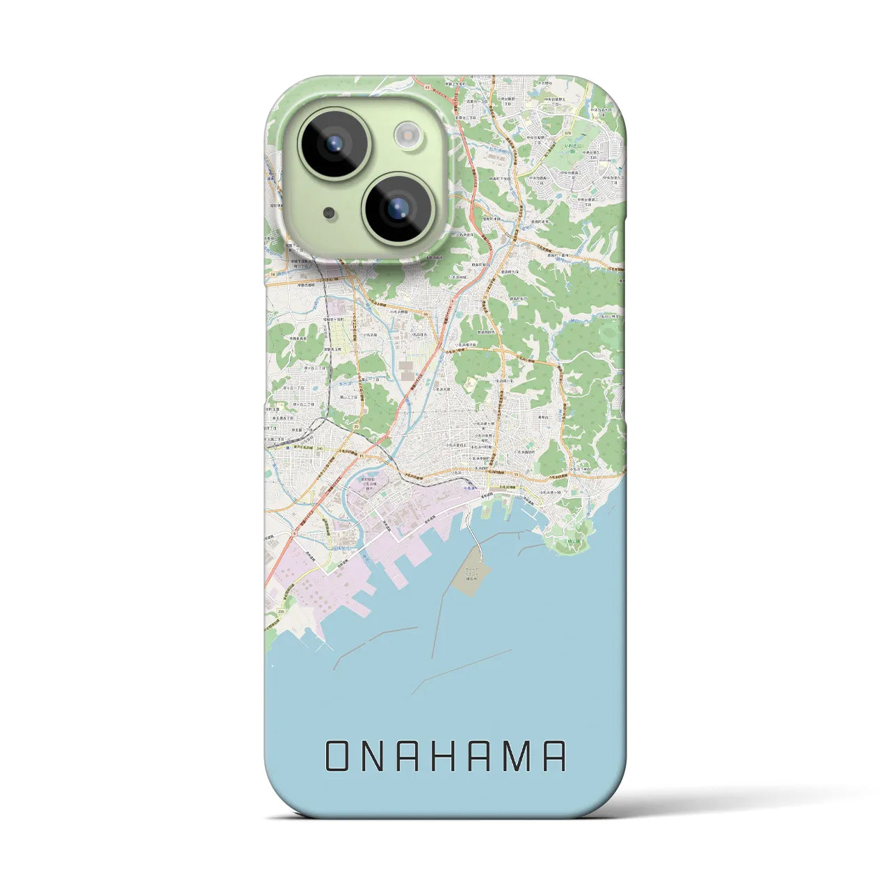 【小名浜】地図柄iPhoneケース（バックカバータイプ・ナチュラル）iPhone 15 用