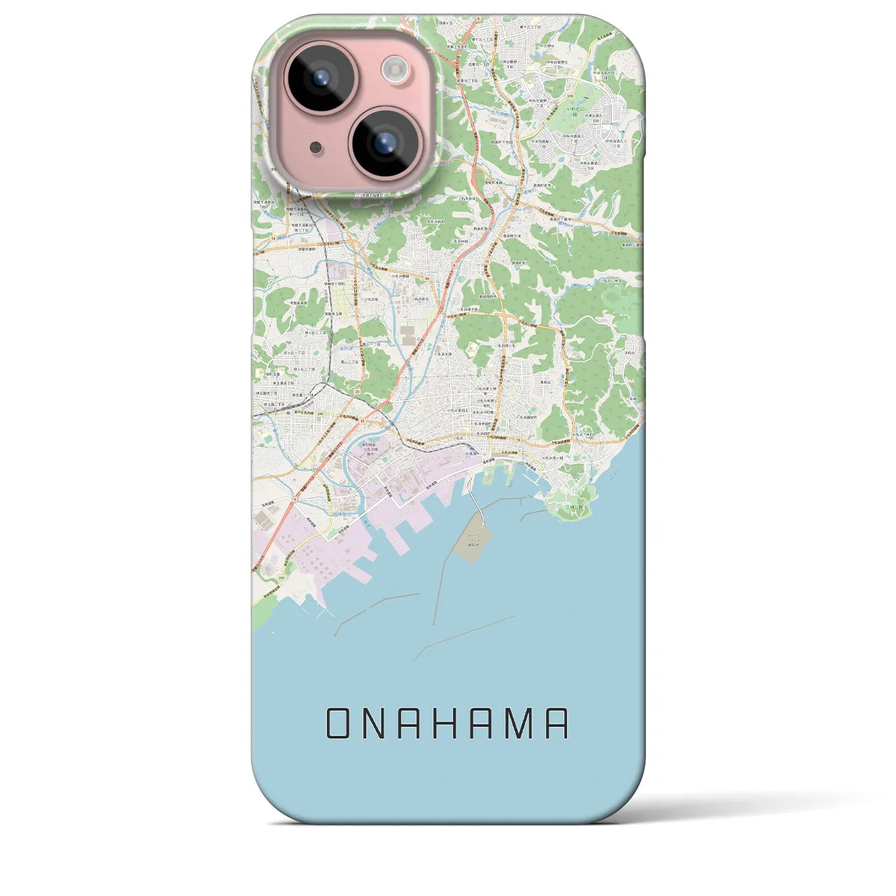 【小名浜】地図柄iPhoneケース（バックカバータイプ・ナチュラル）iPhone 15 Plus 用