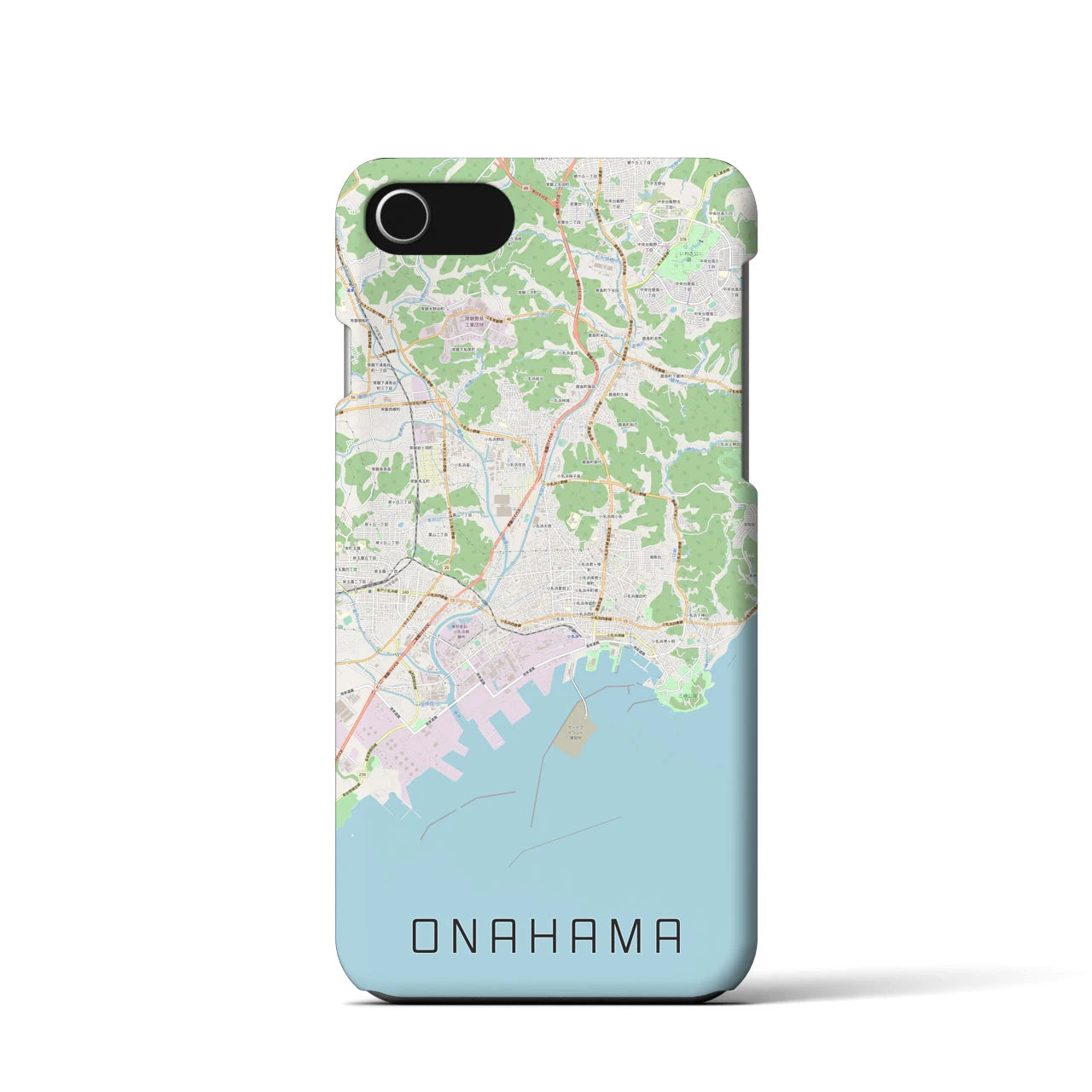 【小名浜】地図柄iPhoneケース（バックカバータイプ・ナチュラル）iPhone SE（第3 / 第2世代） / 8 / 7 / 6s / 6 用