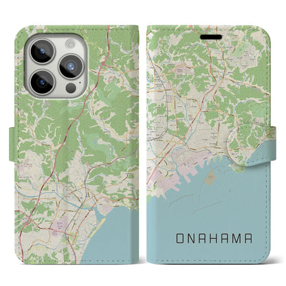 【小名浜（福島県）】地図柄iPhoneケース（手帳タイプ）ナチュラル・iPhone 15 Pro 用