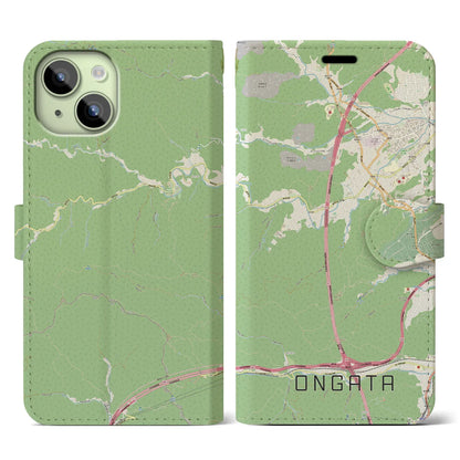 【恩方（東京都）】地図柄iPhoneケース（手帳タイプ）ナチュラル・iPhone 15 用