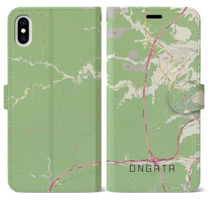 【恩方（東京都）】地図柄iPhoneケース（手帳タイプ）ナチュラル・iPhone XS Max 用