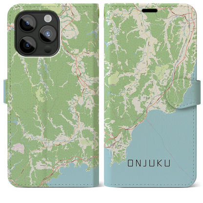 【御宿（千葉県）】地図柄iPhoneケース（手帳タイプ）ナチュラル・iPhone 15 Pro Max 用