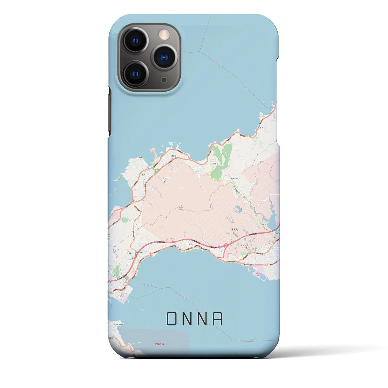【恩納】地図柄iPhoneケース（バックカバータイプ・ナチュラル）iPhone 11 Pro Max 用