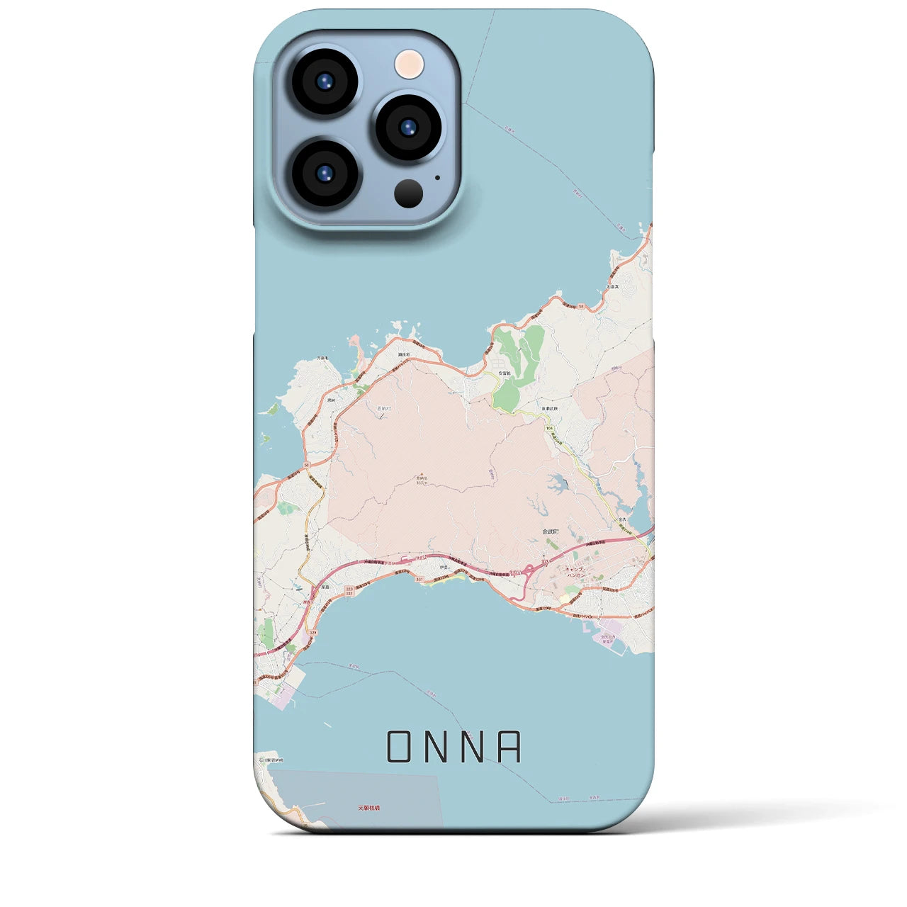 【恩納】地図柄iPhoneケース（バックカバータイプ・ナチュラル）iPhone 13 Pro Max 用