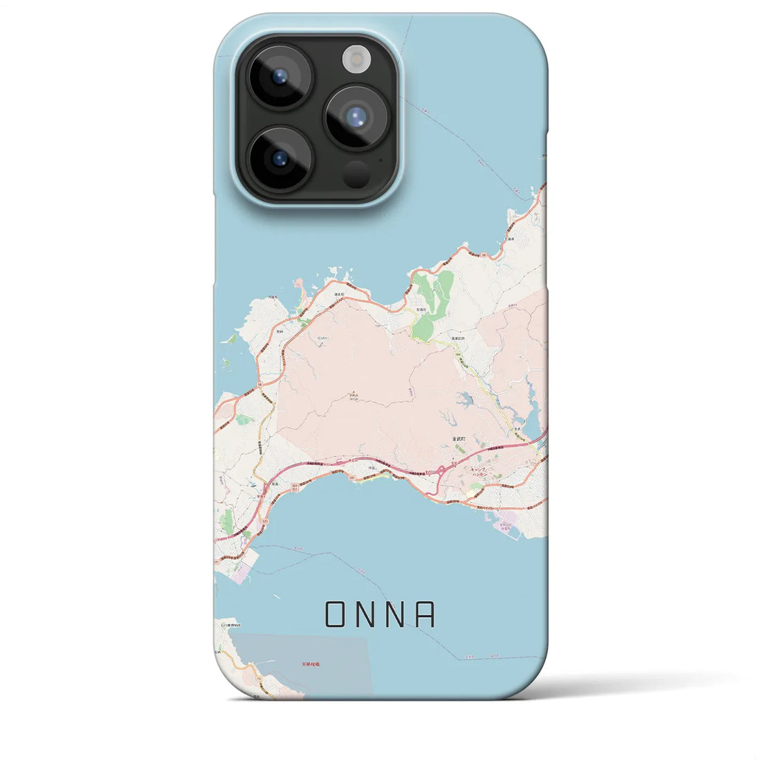 【恩納】地図柄iPhoneケース（バックカバータイプ・ナチュラル）iPhone 15 Pro Max 用