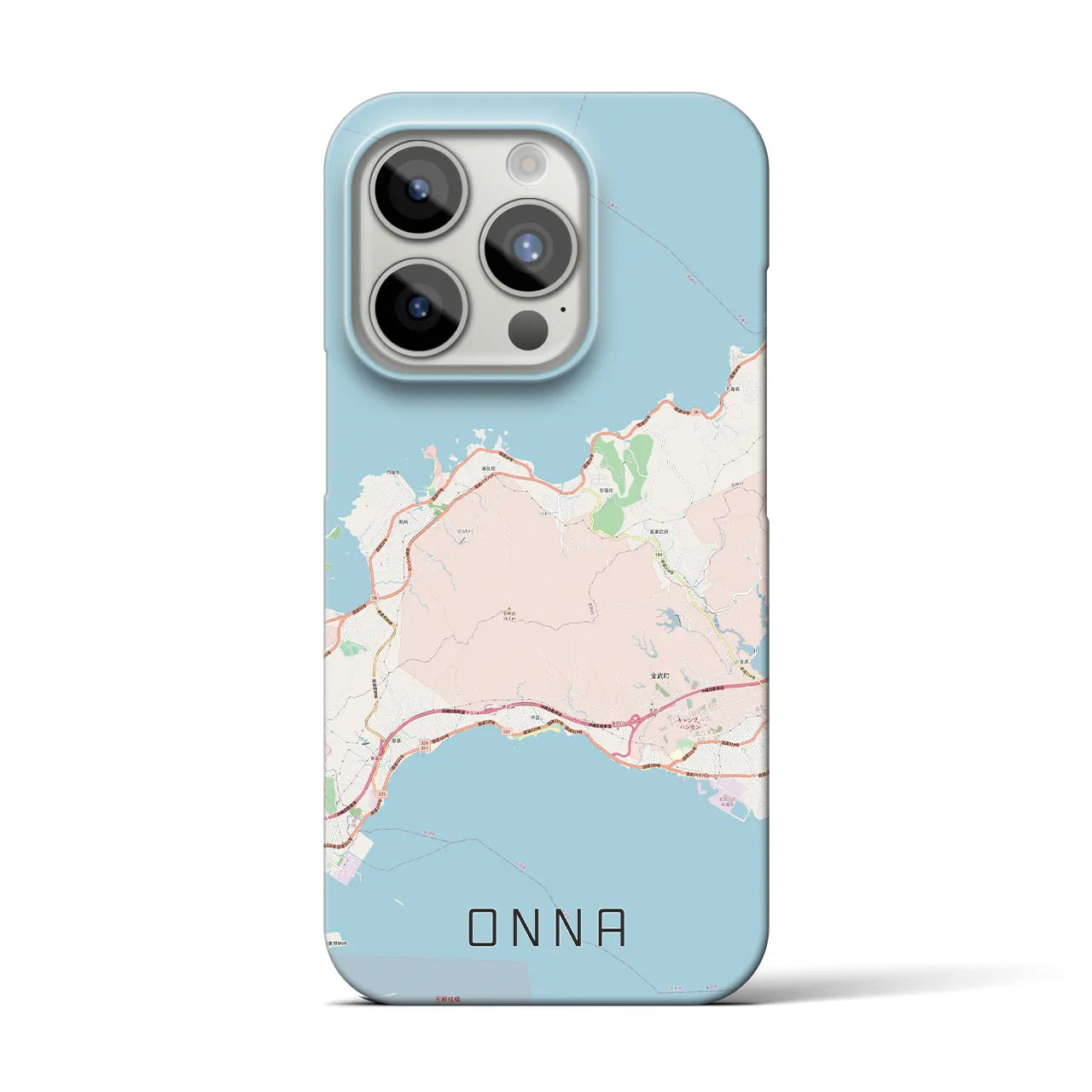 【恩納】地図柄iPhoneケース（バックカバータイプ・ナチュラル）iPhone 15 Pro 用