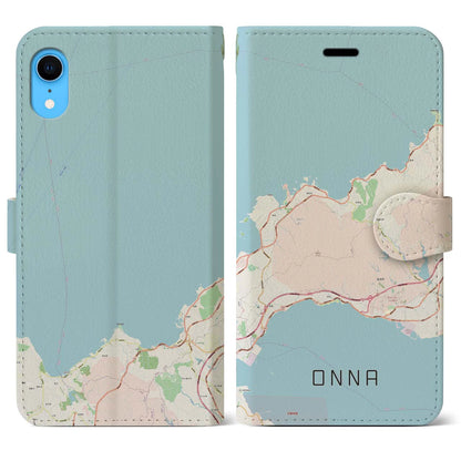 【恩納（沖縄県）】地図柄iPhoneケース（手帳タイプ）ナチュラル・iPhone XR 用