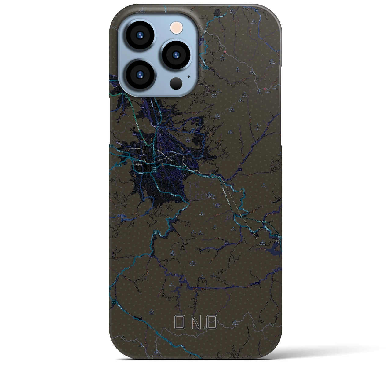 【大野】地図柄iPhoneケース（バックカバータイプ・ブラック）iPhone 13 Pro Max 用