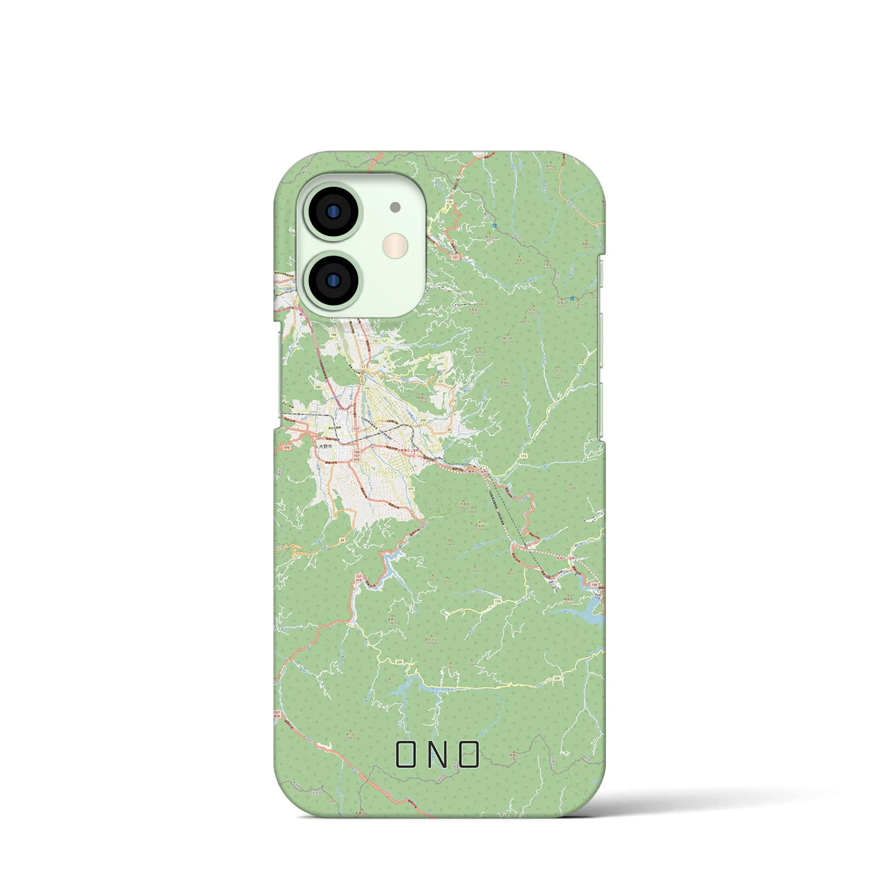 【大野】地図柄iPhoneケース（バックカバータイプ・ナチュラル）iPhone 12 mini 用