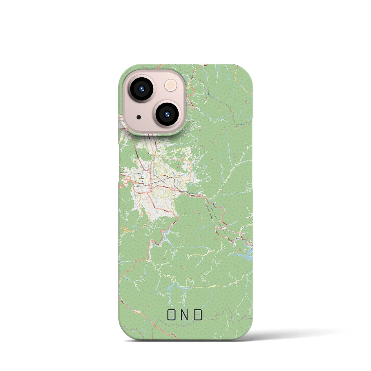 【大野】地図柄iPhoneケース（バックカバータイプ・ナチュラル）iPhone 13 mini 用