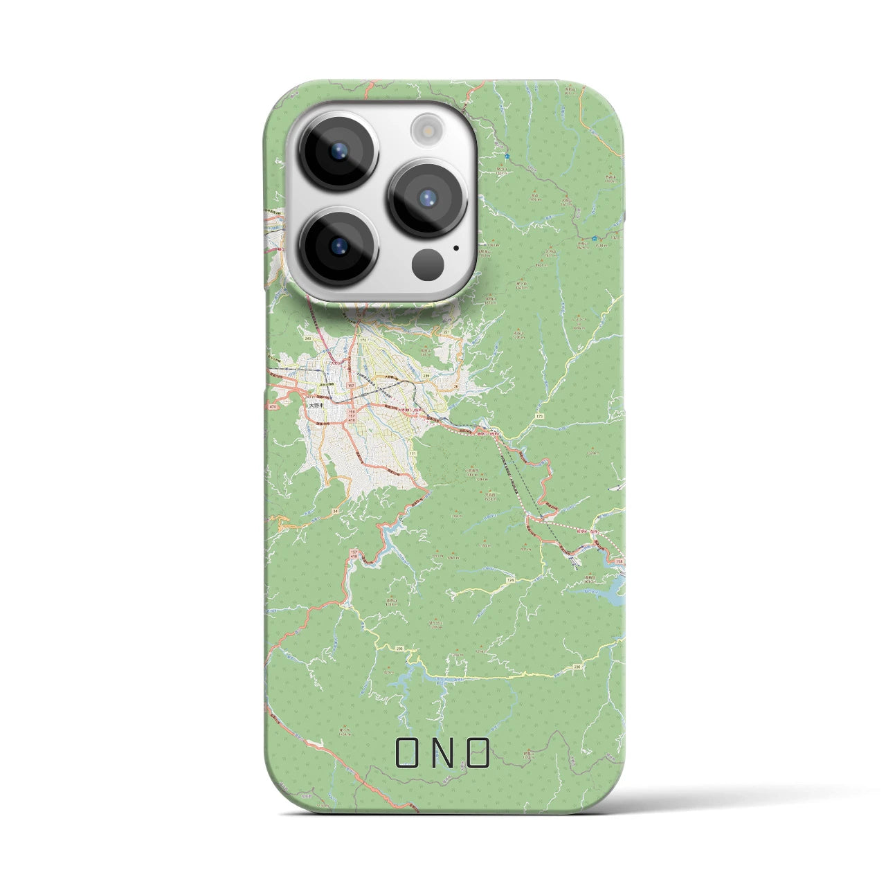 【大野】地図柄iPhoneケース（バックカバータイプ・ナチュラル）iPhone 14 Pro 用