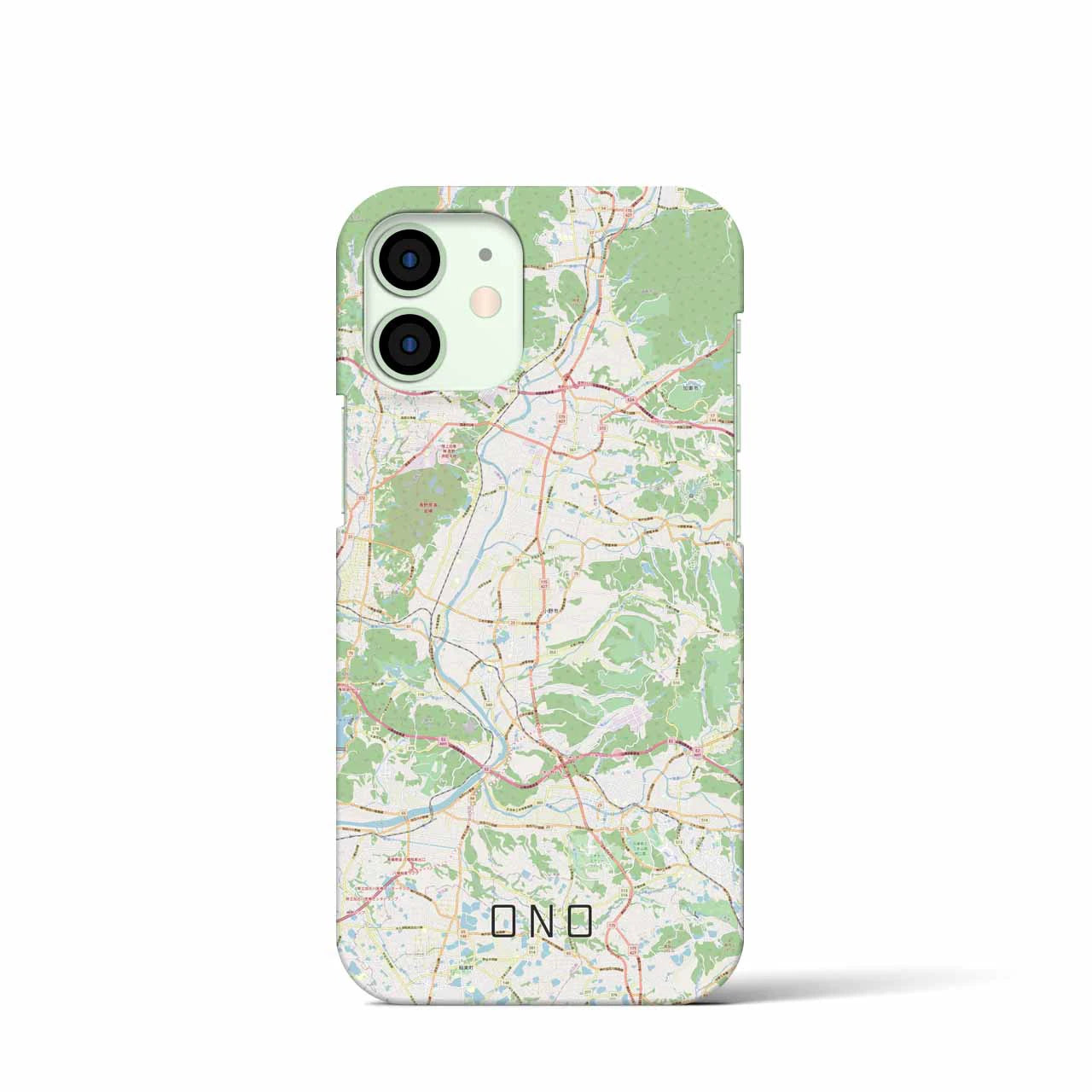 【小野】地図柄iPhoneケース（バックカバータイプ・ナチュラル）iPhone 12 mini 用