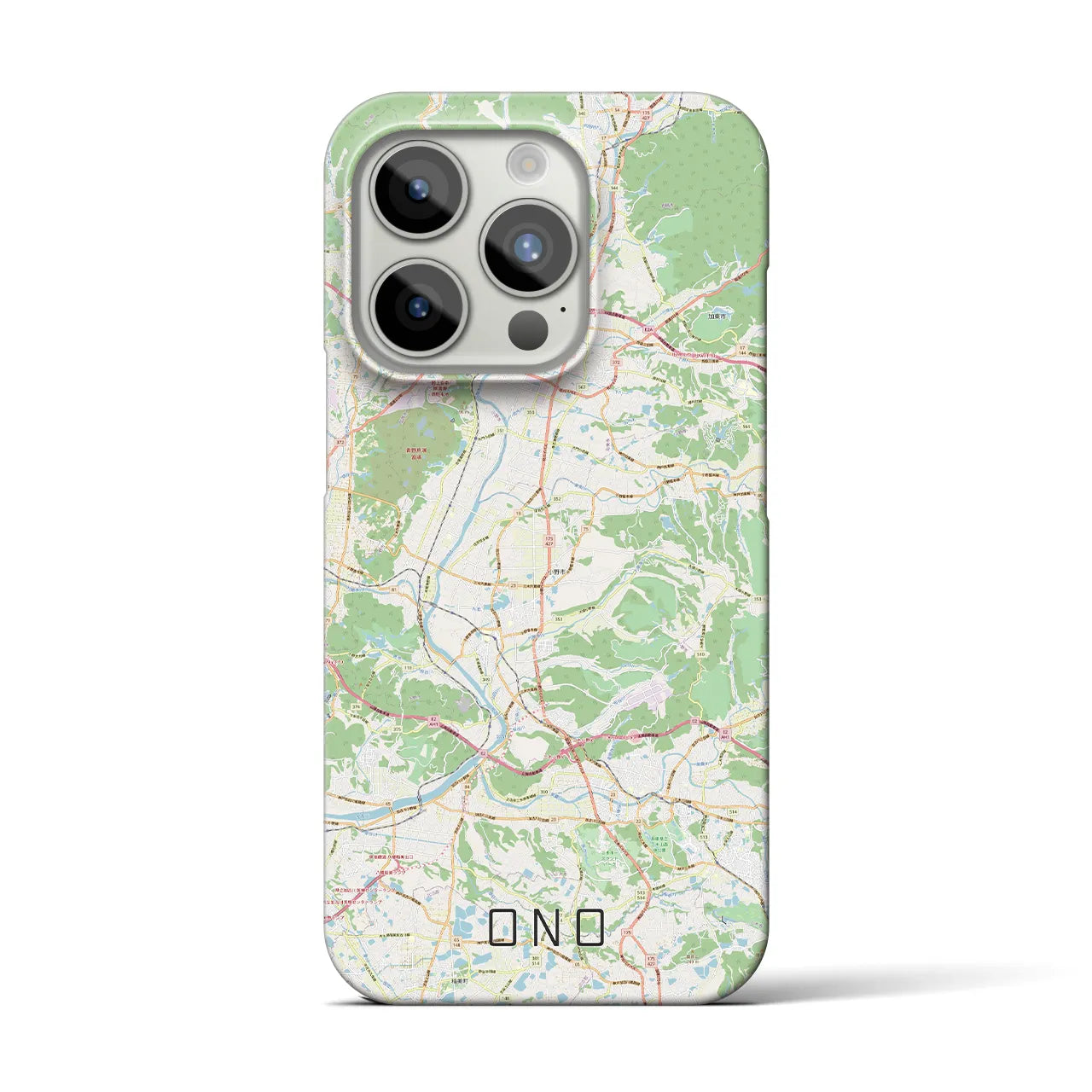 【小野】地図柄iPhoneケース（バックカバータイプ・ナチュラル）iPhone 15 Pro 用