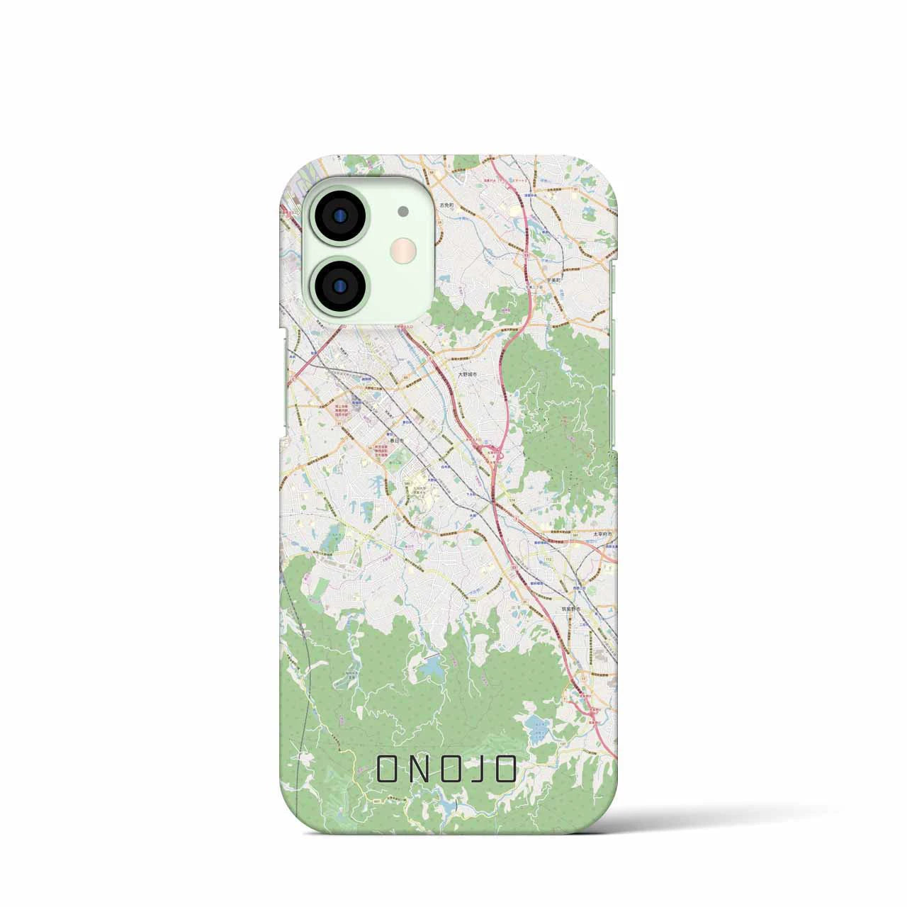 【大野城】地図柄iPhoneケース（バックカバータイプ・ナチュラル）iPhone 12 mini 用