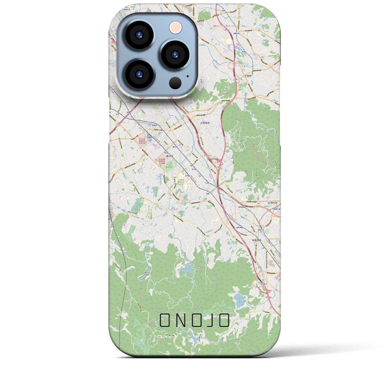 【大野城】地図柄iPhoneケース（バックカバータイプ・ナチュラル）iPhone 13 Pro Max 用