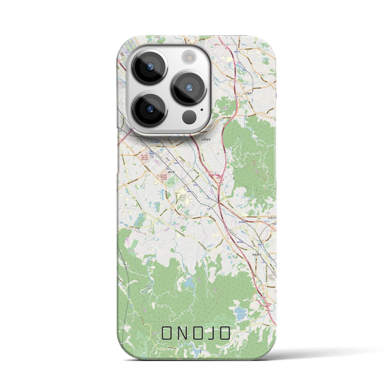 【大野城】地図柄iPhoneケース（バックカバータイプ・ナチュラル）iPhone 14 Pro 用
