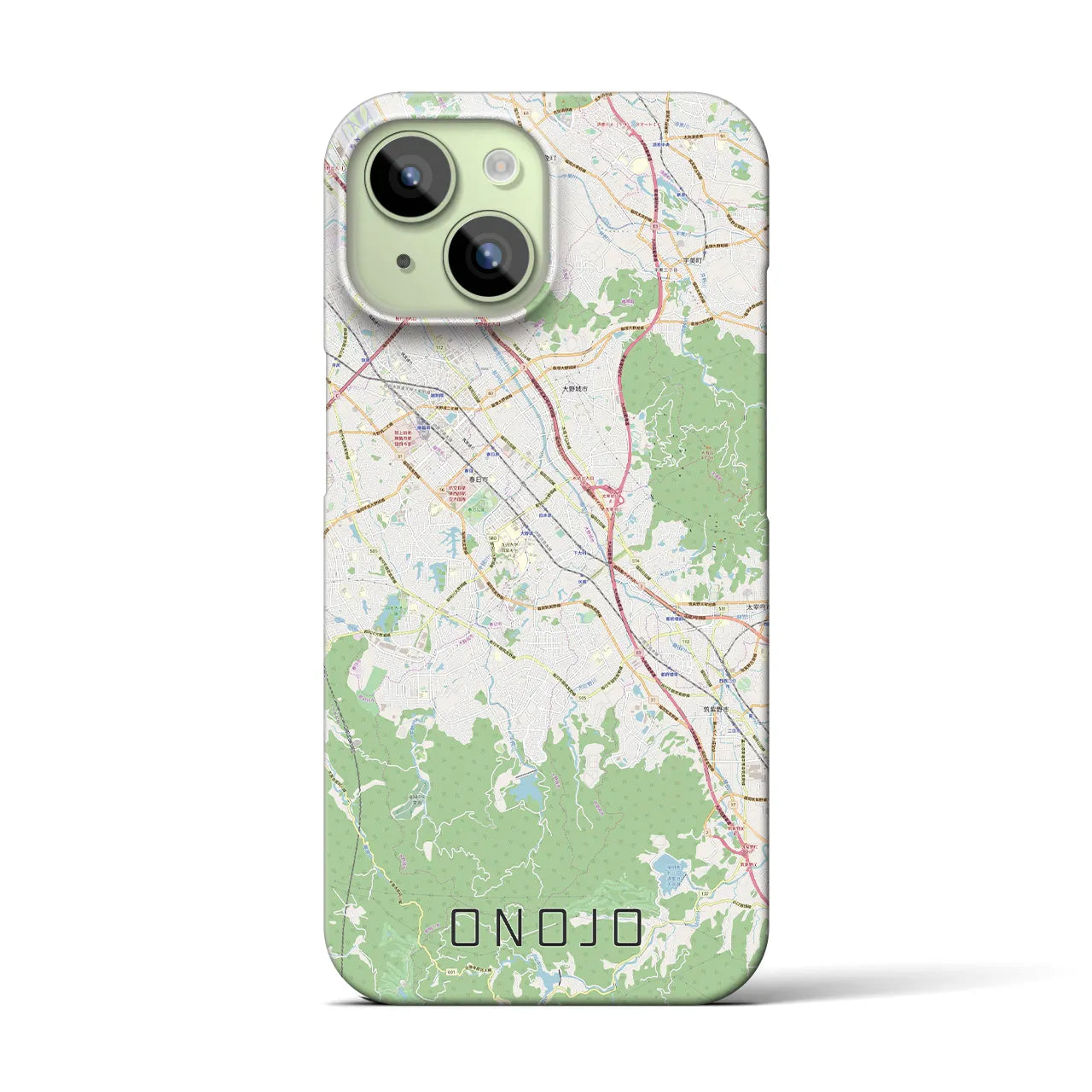【大野城】地図柄iPhoneケース（バックカバータイプ・ナチュラル）iPhone 15 用