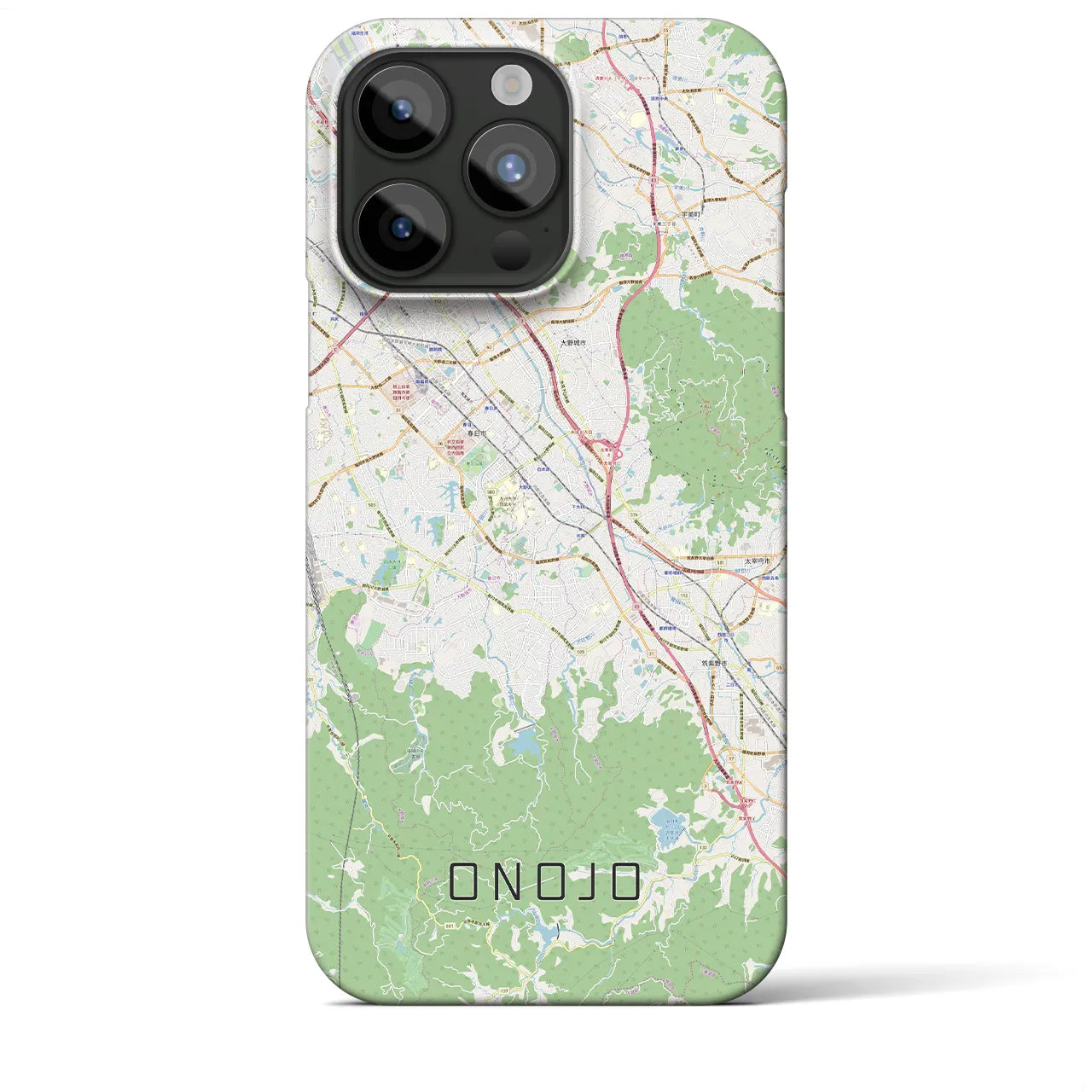 【大野城】地図柄iPhoneケース（バックカバータイプ・ナチュラル）iPhone 15 Pro Max 用