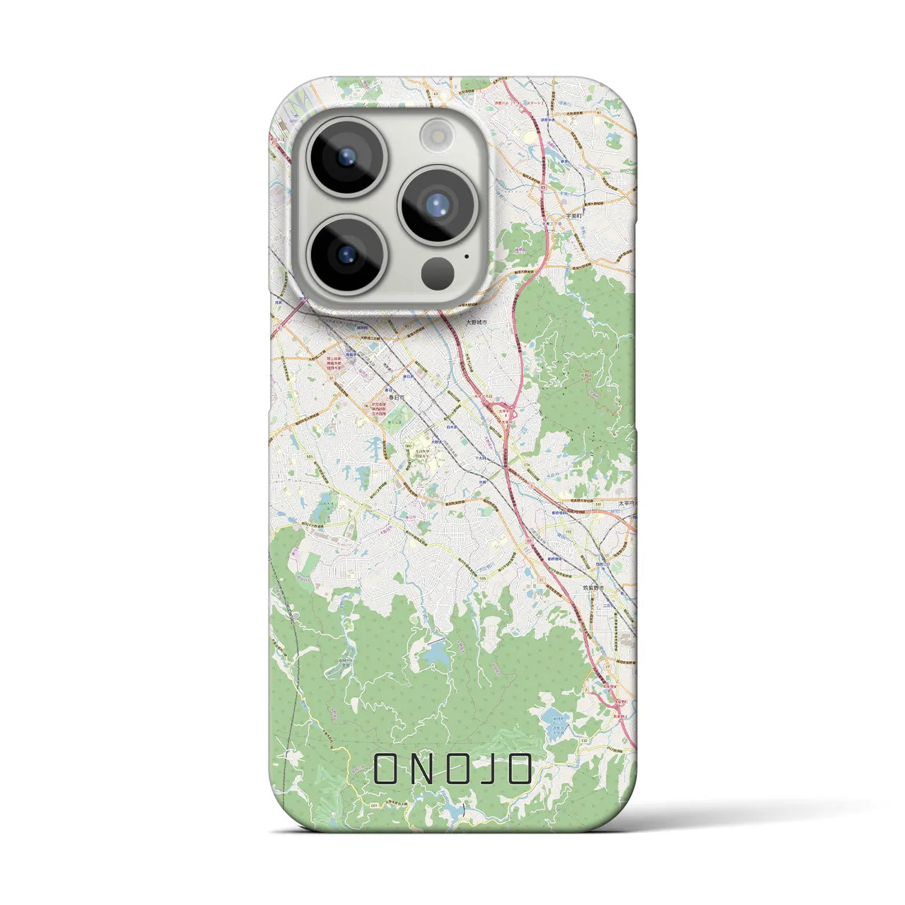 【大野城】地図柄iPhoneケース（バックカバータイプ・ナチュラル）iPhone 15 Pro 用