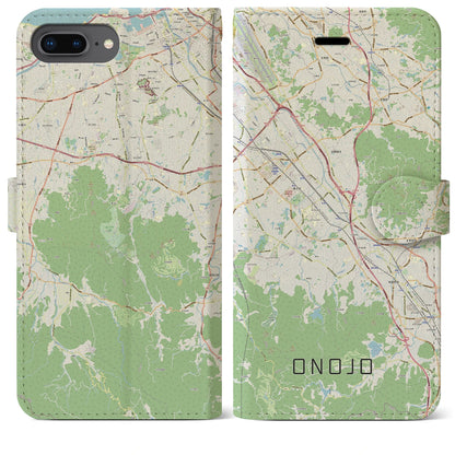 【大野城（福岡県）】地図柄iPhoneケース（手帳タイプ）ナチュラル・iPhone 8Plus /7Plus / 6sPlus / 6Plus 用