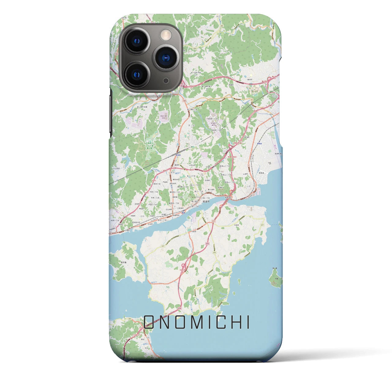 【尾道】地図柄iPhoneケース（バックカバータイプ・ナチュラル）iPhone 11 Pro Max 用