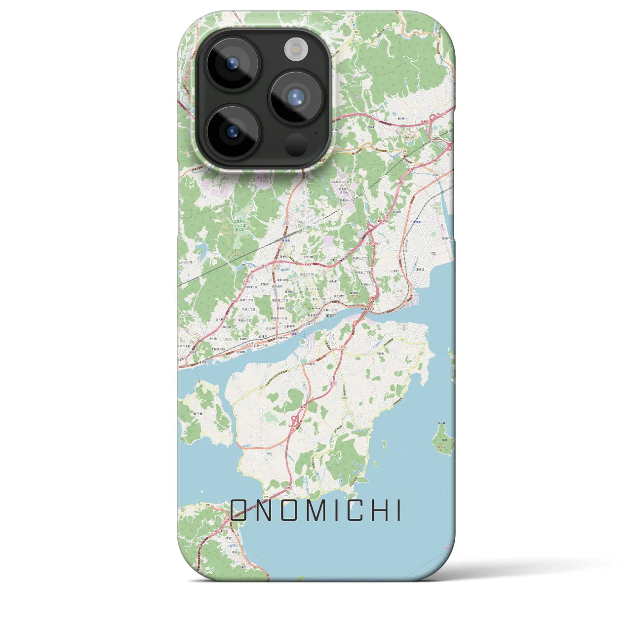 【尾道】地図柄iPhoneケース（バックカバータイプ・ナチュラル）iPhone 15 Pro Max 用