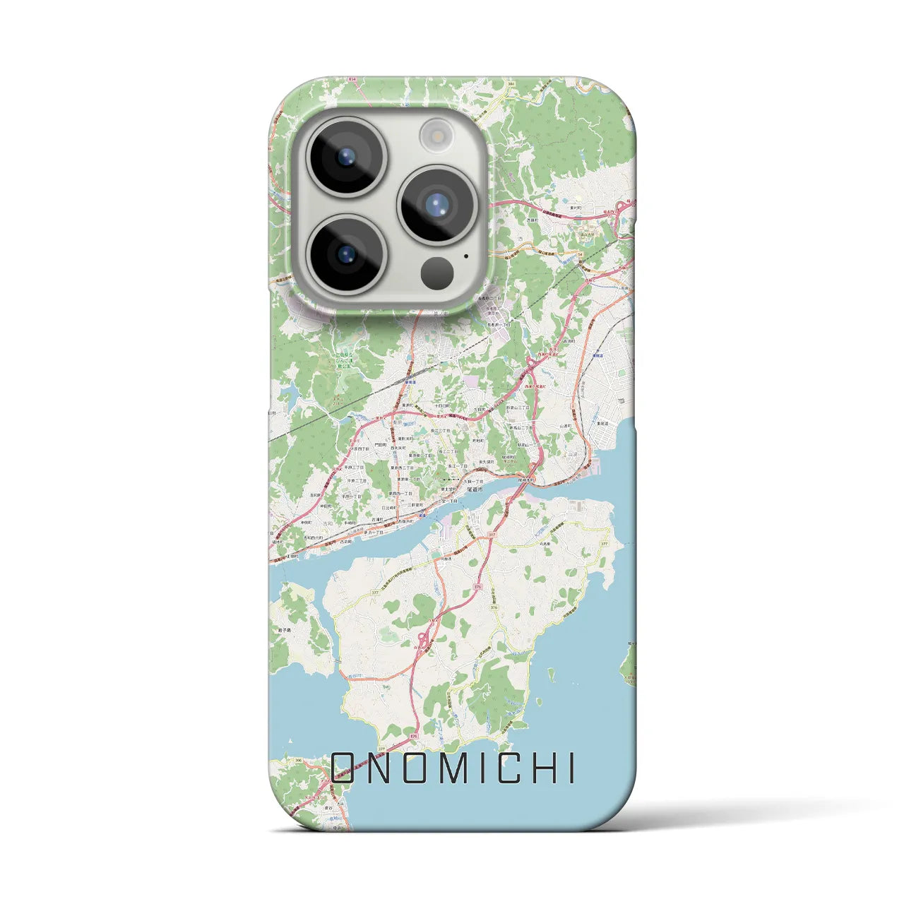 【尾道】地図柄iPhoneケース（バックカバータイプ・ナチュラル）iPhone 15 Pro 用