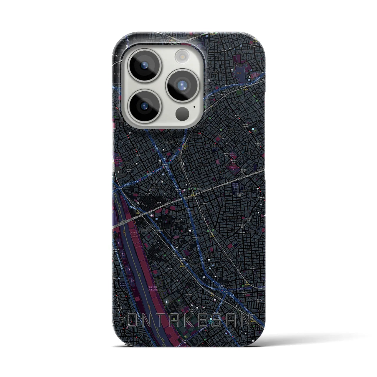 【御嶽山】地図柄iPhoneケース（バックカバータイプ・ブラック）iPhone 15 Pro 用
