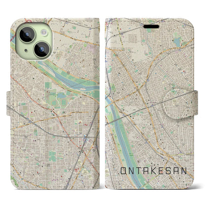 【御嶽山（東京都）】地図柄iPhoneケース（手帳タイプ）ナチュラル・iPhone 15 用